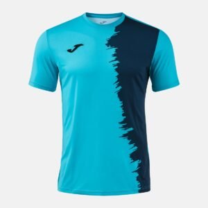 Maillot à manches courtes Picasho – Turquoise fluo / Bleu marine
