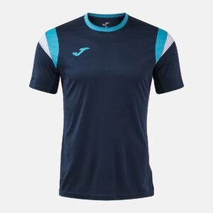 Maillot à manches courtes Terra – Bleu marine / Turquoise fluo