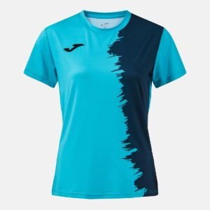Maillot à manches courtes Picasho – Turquoise fluo / Bleu marine